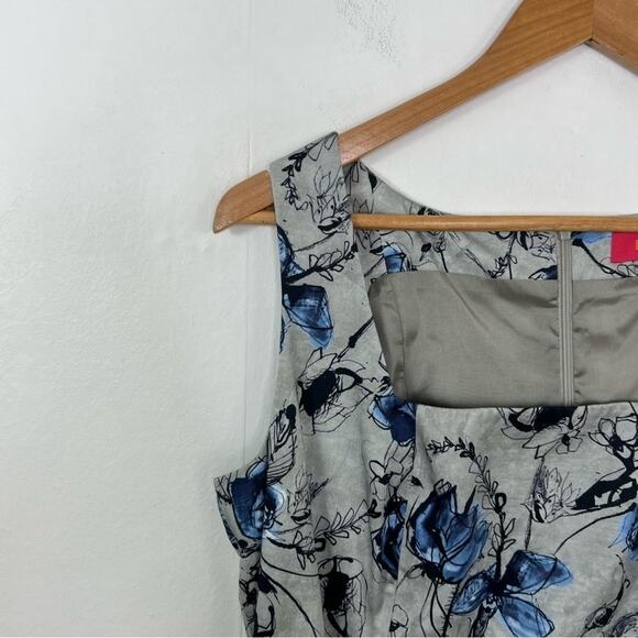 LAVIA 18 Gray Blue Floral Print Scoop Neck Dress Size M - Picture 4 of 12